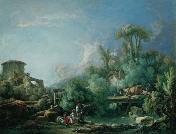 Francois Boucher The Gallant Fisherman, known as Landscape with a Young Fisherman